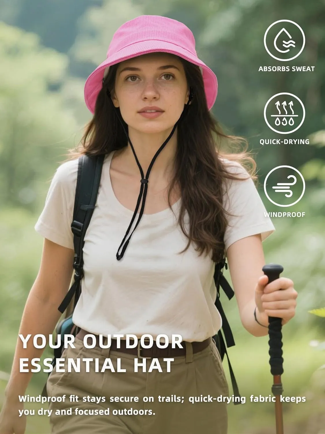 Lightweight Bucket Hat for Women Men - Breathable Sun Hat with Ponytail Hole for Beach, Golf, Hiking, Gardening