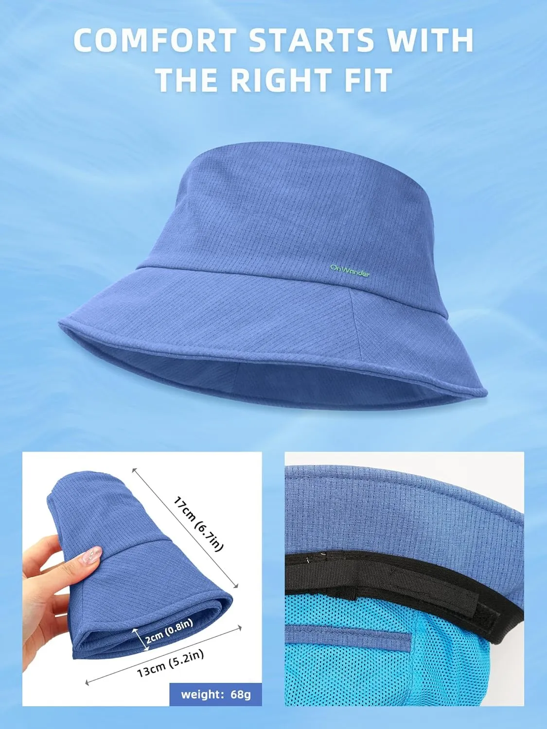 Lightweight Bucket Hat for Women Men - Breathable Sun Hat with Ponytail Hole for Beach, Golf, Hiking, Gardening