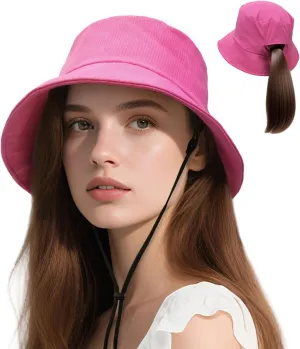 Lightweight Bucket Hat for Women Men - Breathable Sun Hat with Ponytail Hole for Beach, Golf, Hiking, Gardening