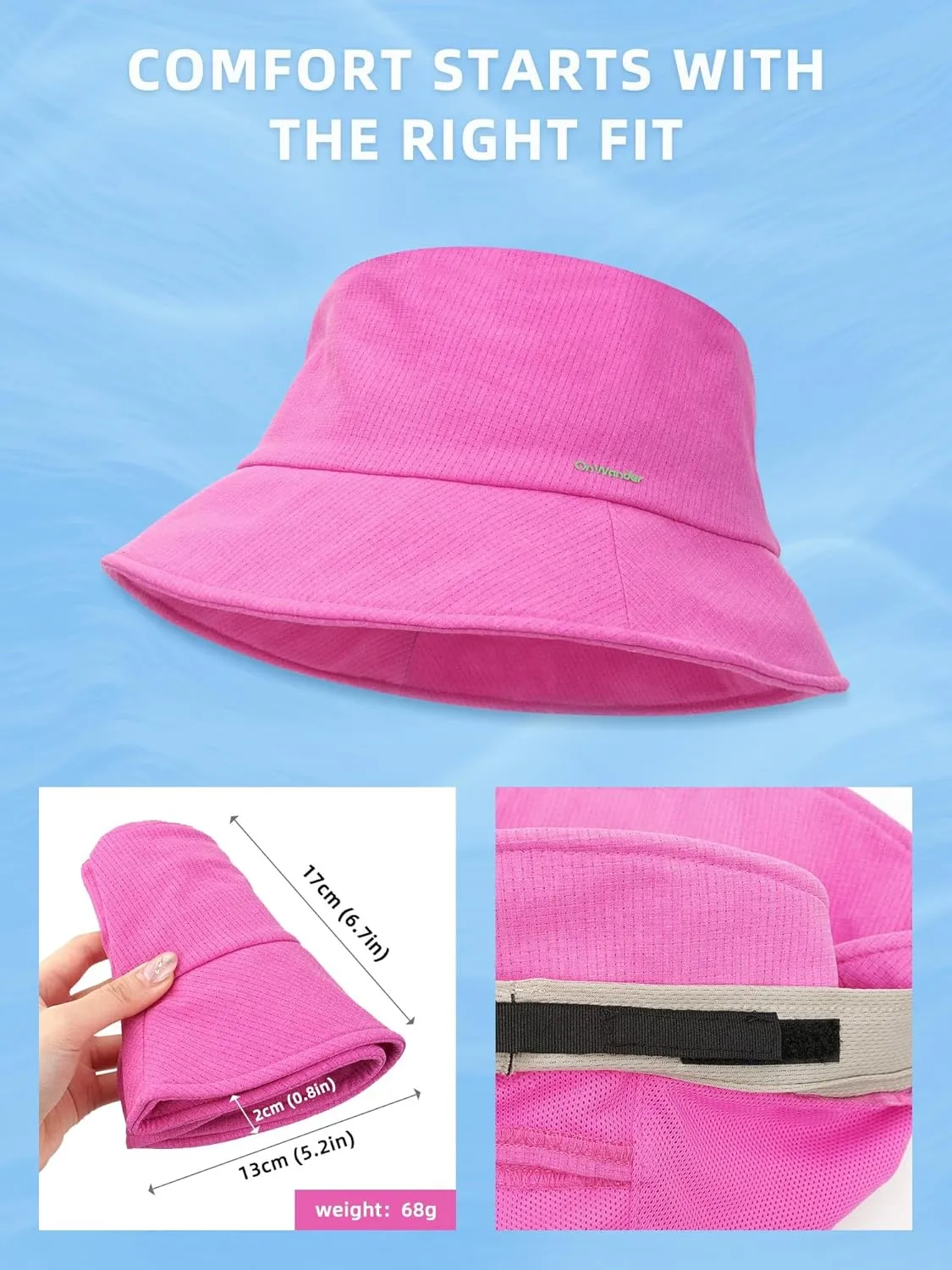 Lightweight Bucket Hat for Women Men - Breathable Sun Hat with Ponytail Hole for Beach, Golf, Hiking, Gardening