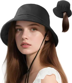 Lightweight Bucket Hat for Women Men - Breathable Sun Hat with Ponytail Hole for Beach, Golf, Hiking, Gardening