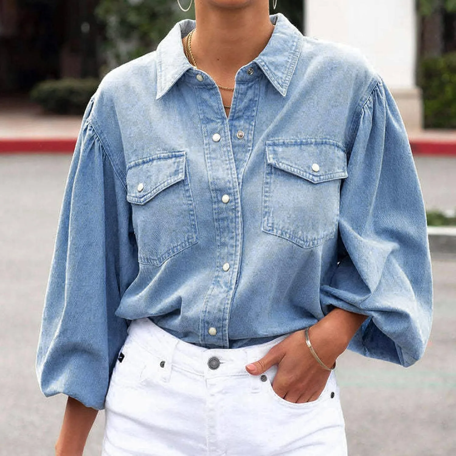 Lightweight Jacket Women Denim Jeans Women's Shirts Full Sleeves Shirt Turn Down Jeans Shirt Women's Clothing