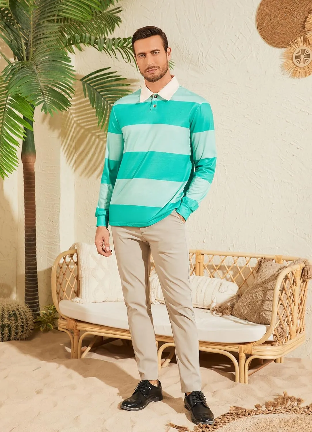 LILLIWEEN Classic Blues Striped Clues Shirt Mens Steve Green Striped Shirt Adult Halloween Costume