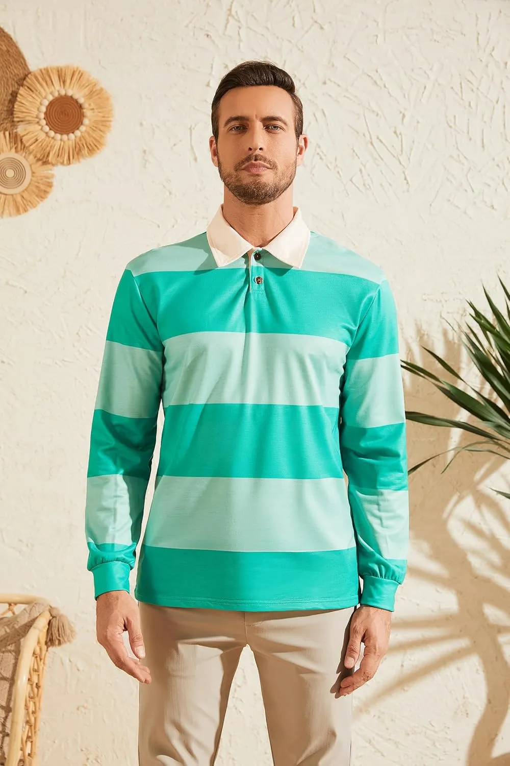 LILLIWEEN Classic Blues Striped Clues Shirt Mens Steve Green Striped Shirt Adult Halloween Costume