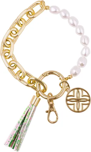 Lilly Pulitzer Cute Womens Wristlet for Keys, Key Holder Bracelet for Women, Lime Feeling Good