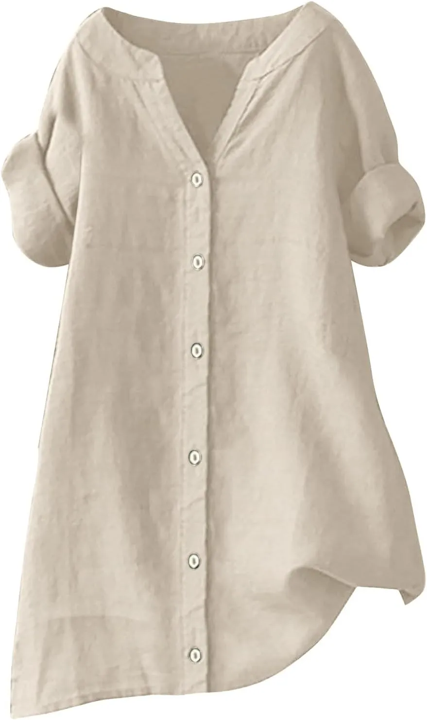 Linen Button Down Shirt Women Sleeve Collar Casual Women's Shirt Women's Shirt Tops for Women Womens Linen Shirt