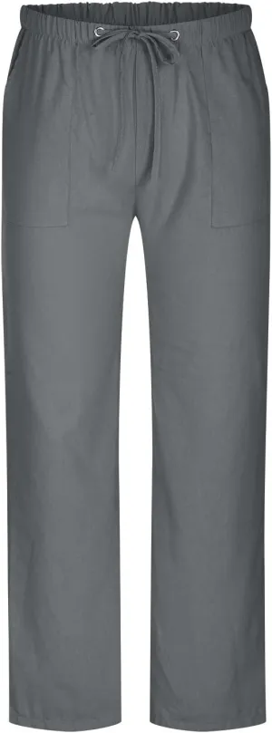 Linen Dress Pants Men Slim Fit Straight Leg Trousers Elastic Waist Lounge Pants Breathable Summer Pants Casual Pants