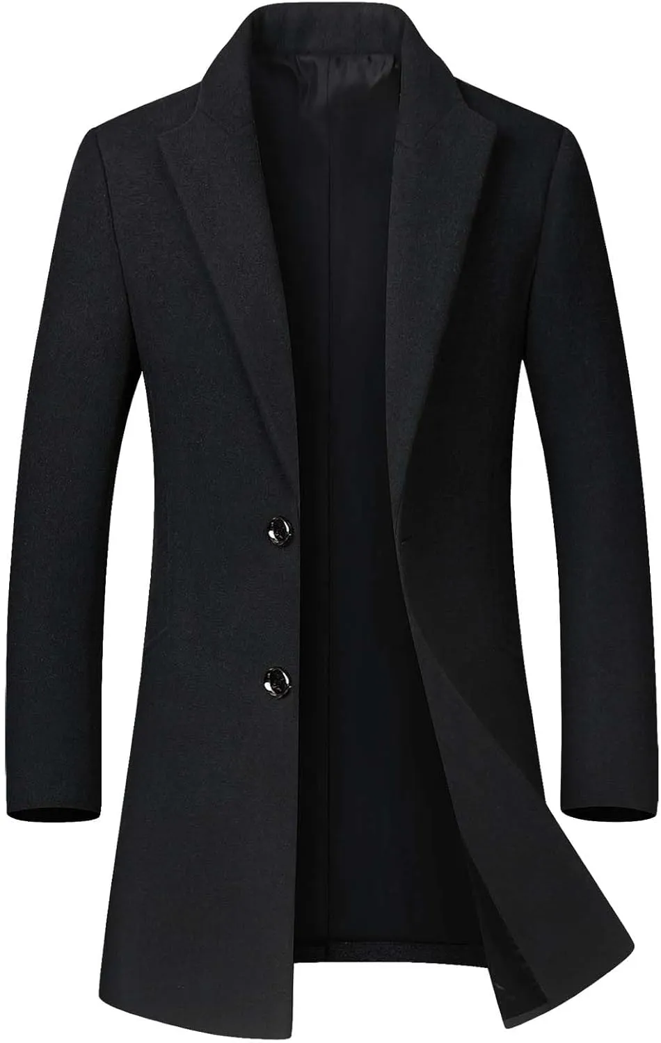 Litteking Men's Winter Coat Wool Trench Overcoat Casual Single Breasted Pea Top Jacket