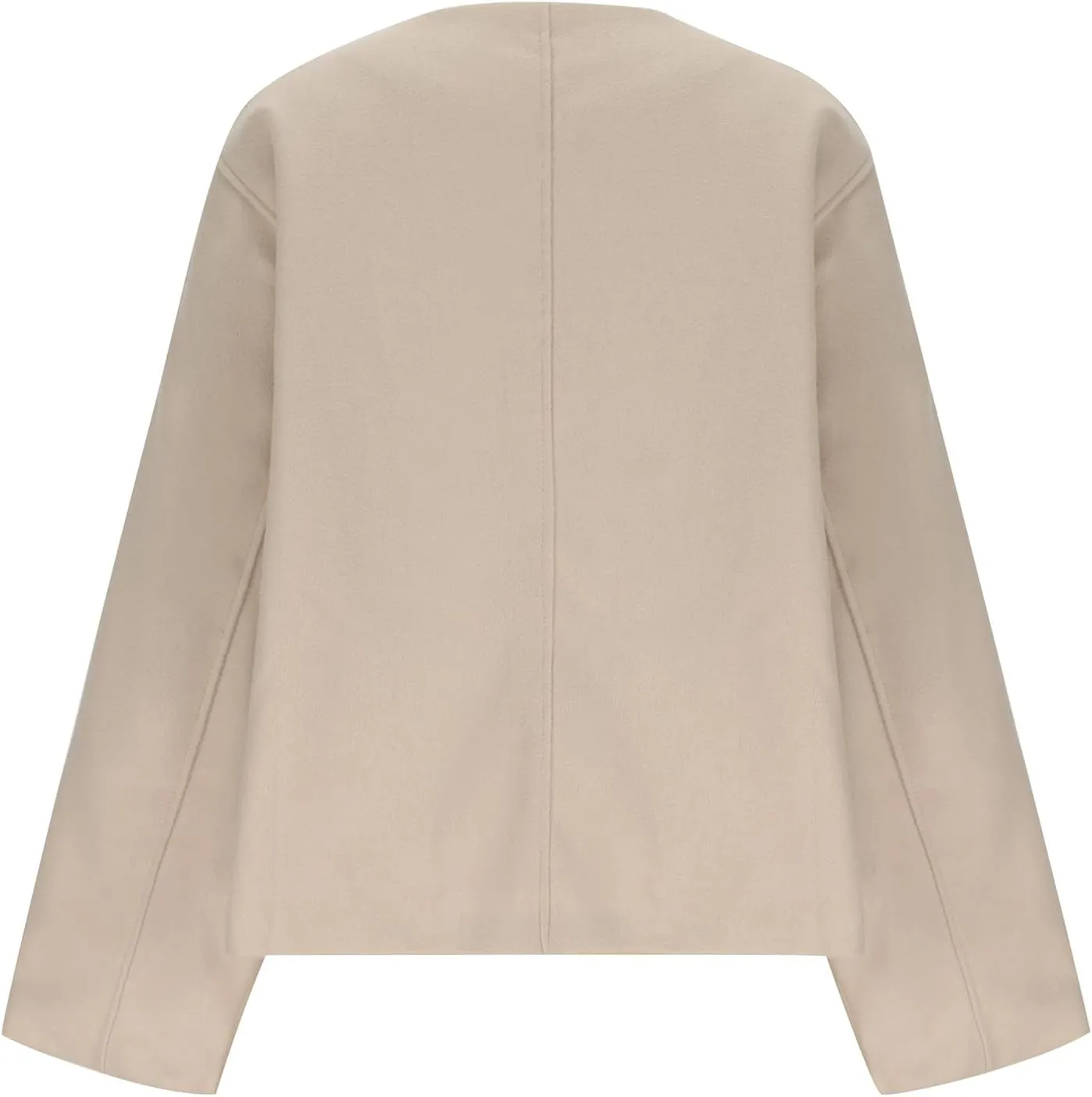 Lmdudan Women Warm Pea Coat Notched Lapel Neck Cropped Double Breasted Button Down Trench Overcoat Jackets with Pockets 2024