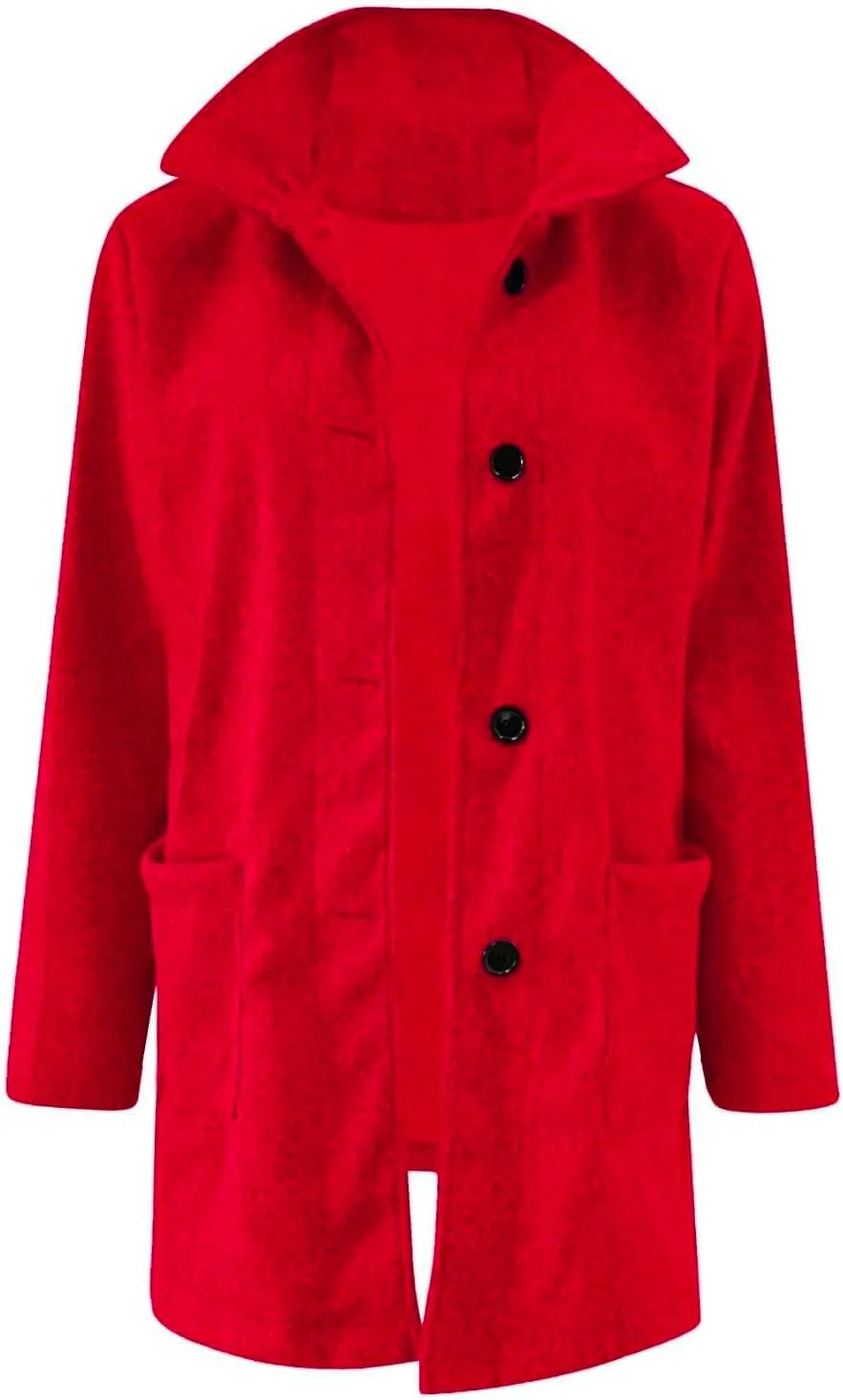 Long Pea Coats for Women Winter Stand Collar Single Breasted Wool Coats Wool Blend Peacoat Thicken Blazer Jacket