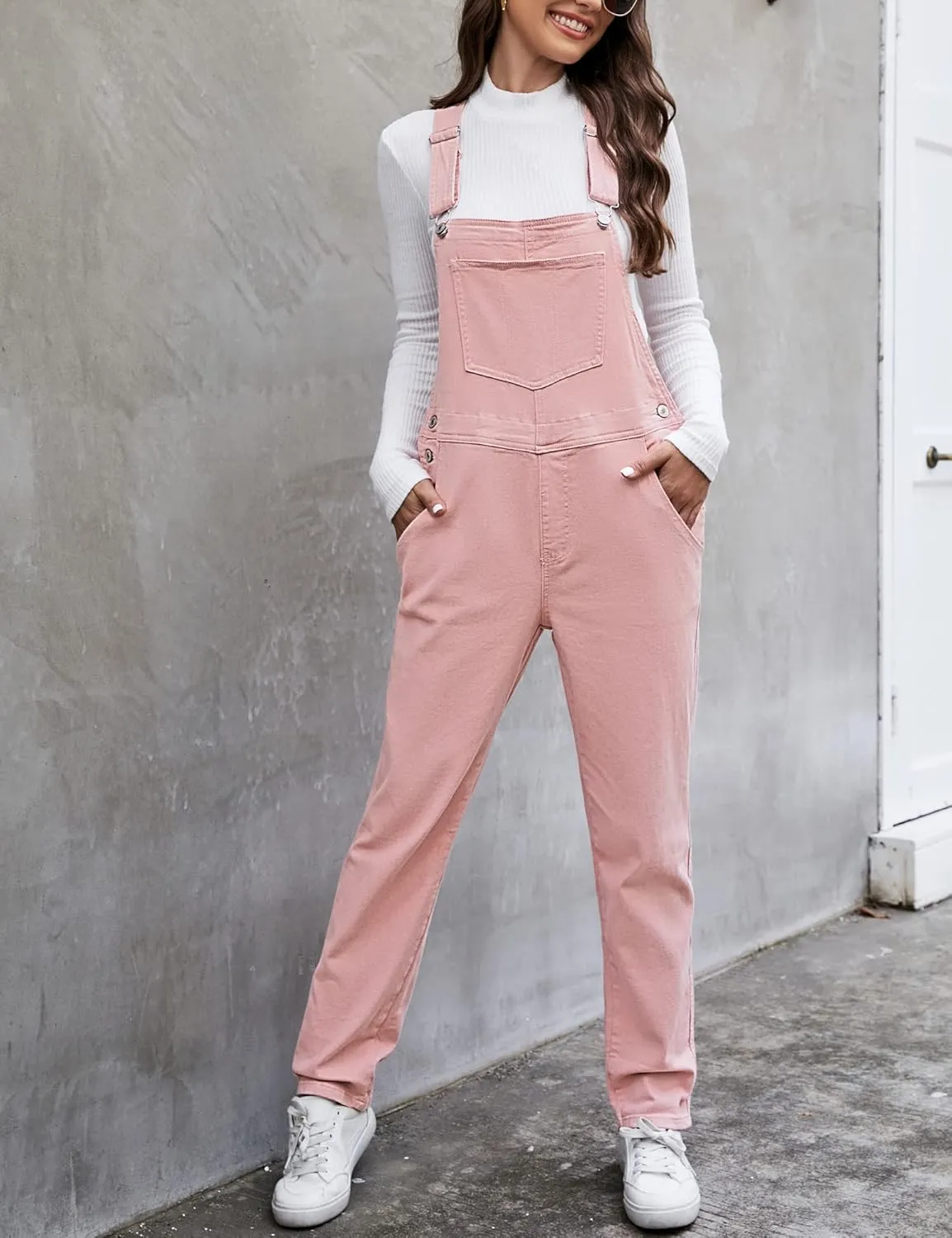 LookbookStore Women's Casual Stretch Denim Bib Overalls Pants Pocketed Jeans Jumpsuits