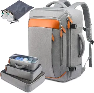 LOVEVOOK Carry on Backpack, 45L Extra Large Travel Backpack for Men & Women Airline Approved, Expandable Large Suitcase Backpacks With 4 Packing Cubes, Aer Travel Pack 3, Water Resistant Weekender Bag
