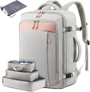 LOVEVOOK Carry on Backpack, 45L Large Travel Backpack for Women Airline Approved, Expandable Large Suitcase Backpacks With 4 Packing Cubes, Aer Travel Pack 3, Water Resistant Weekender Bag