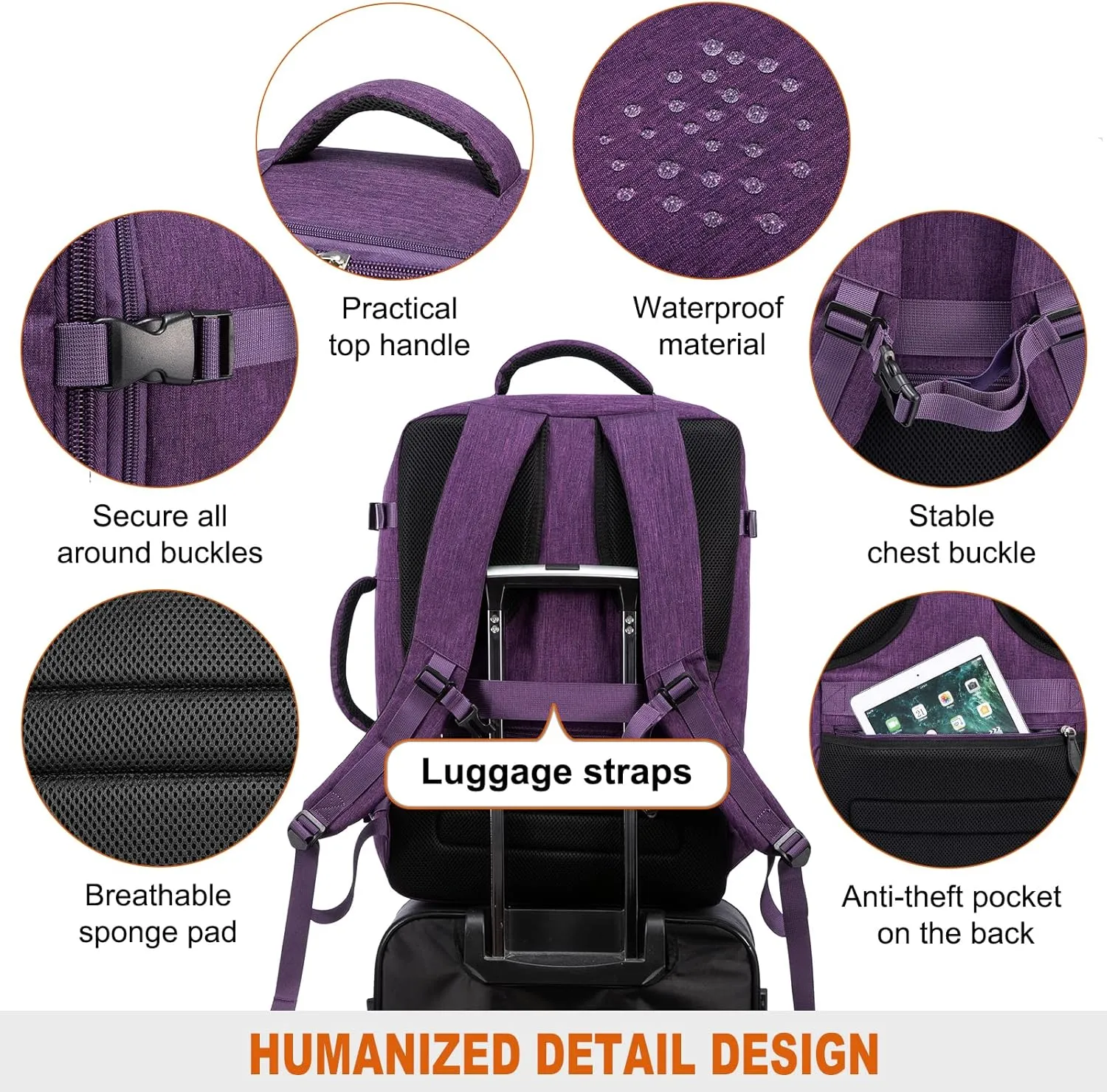 LOVEVOOK Carry on Backpack, 45L Large Travel Backpack for Women Airline Approved, Expandable Large Suitcase Backpacks With 4 Packing Cubes, Aer Travel Pack 3, Water Resistant Weekender Bag