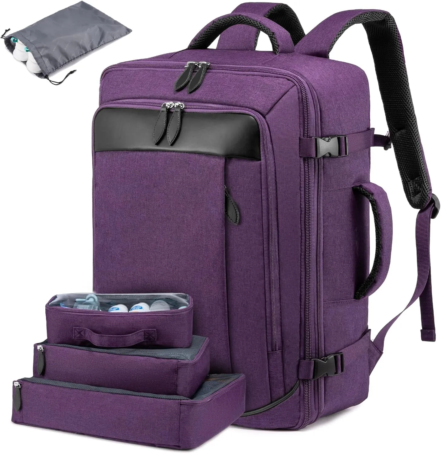 LOVEVOOK Carry on Backpack, 45L Large Travel Backpack for Women Airline Approved, Expandable Large Suitcase Backpacks With 4 Packing Cubes, Aer Travel Pack 3, Water Resistant Weekender Bag