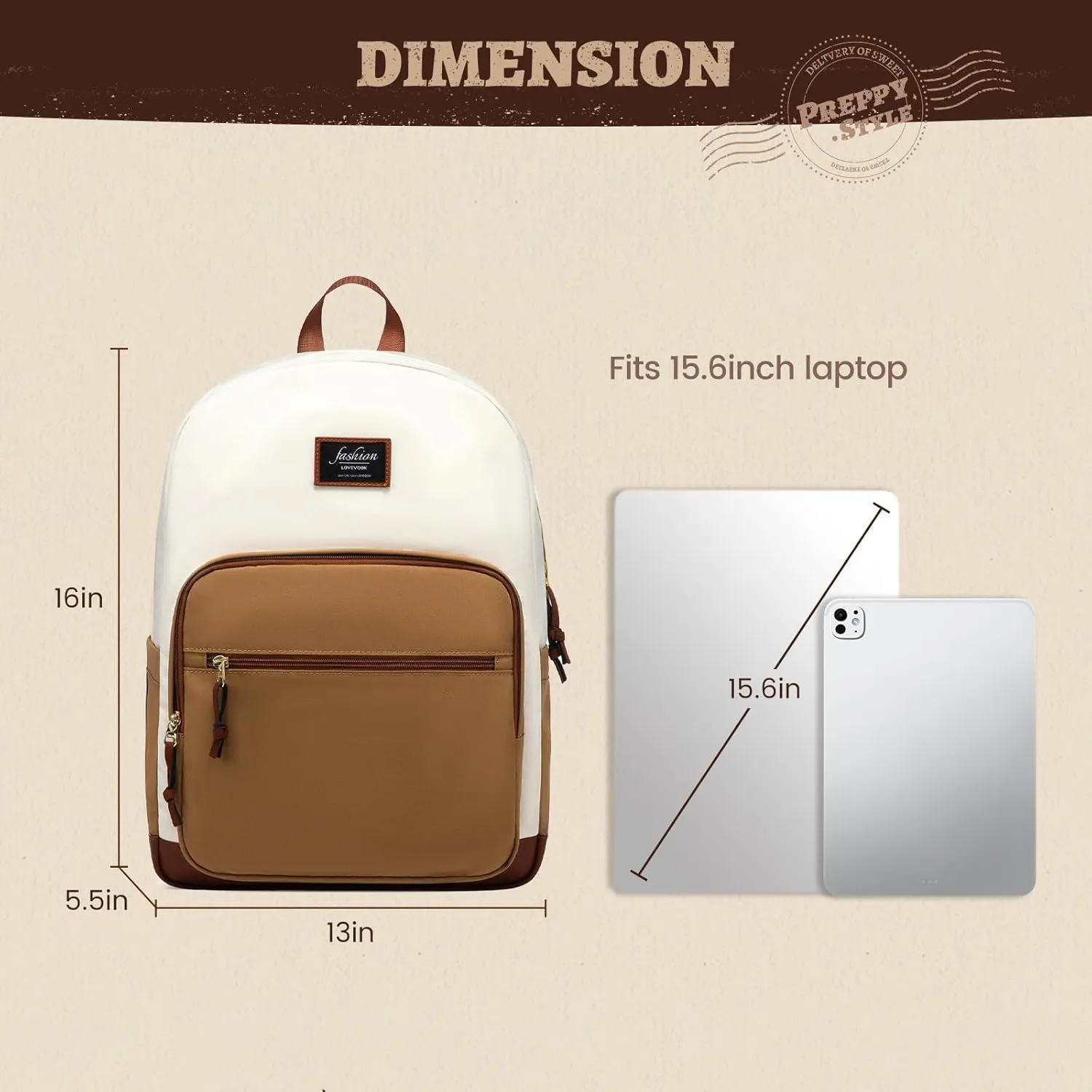 LOVEVOOK Classical School Backpack, Lightweight College Laptop Backpack, Water resistant Basic Bookbag Casual Daypack
