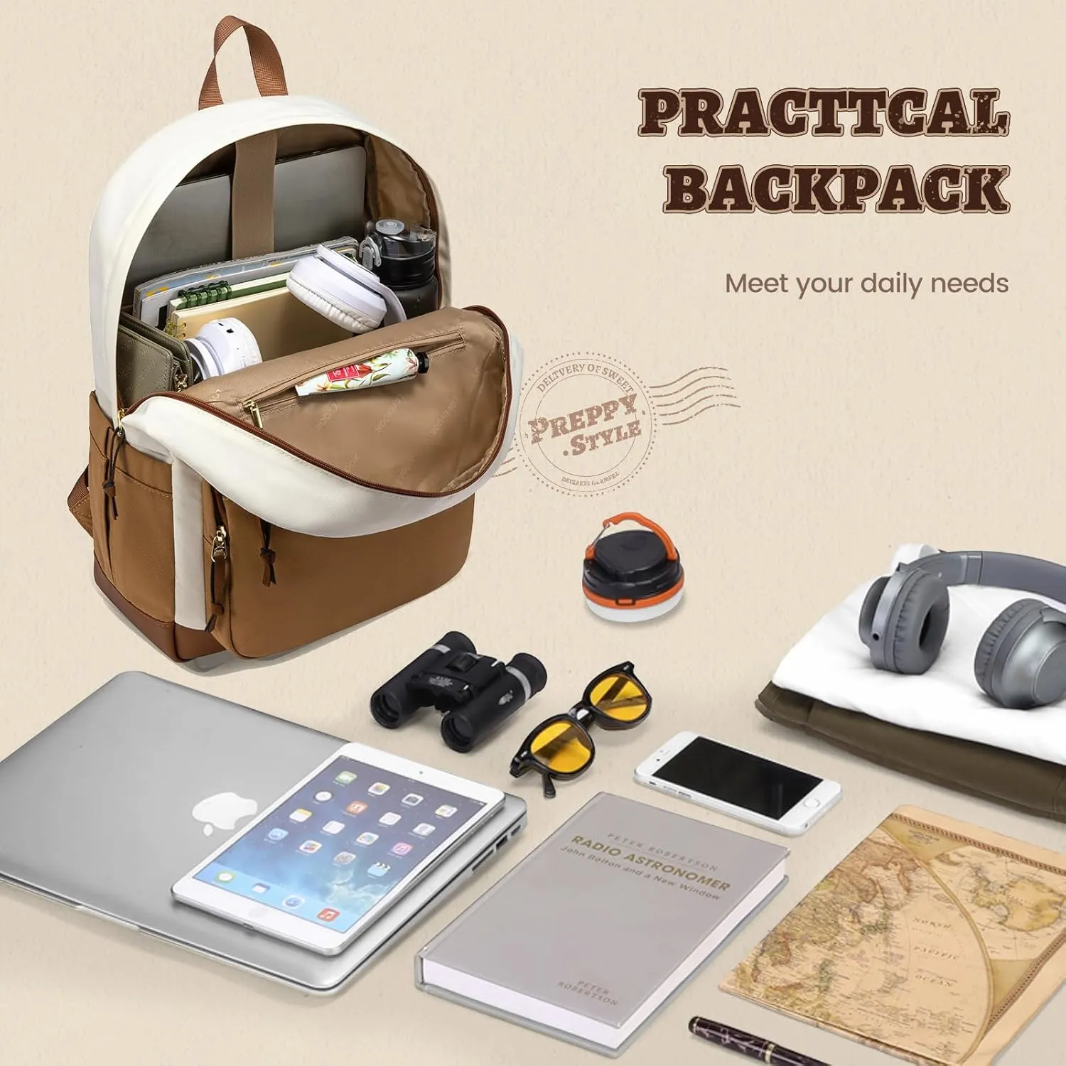 LOVEVOOK Classical School Backpack, Lightweight College Laptop Backpack, Water resistant Basic Bookbag Casual Daypack