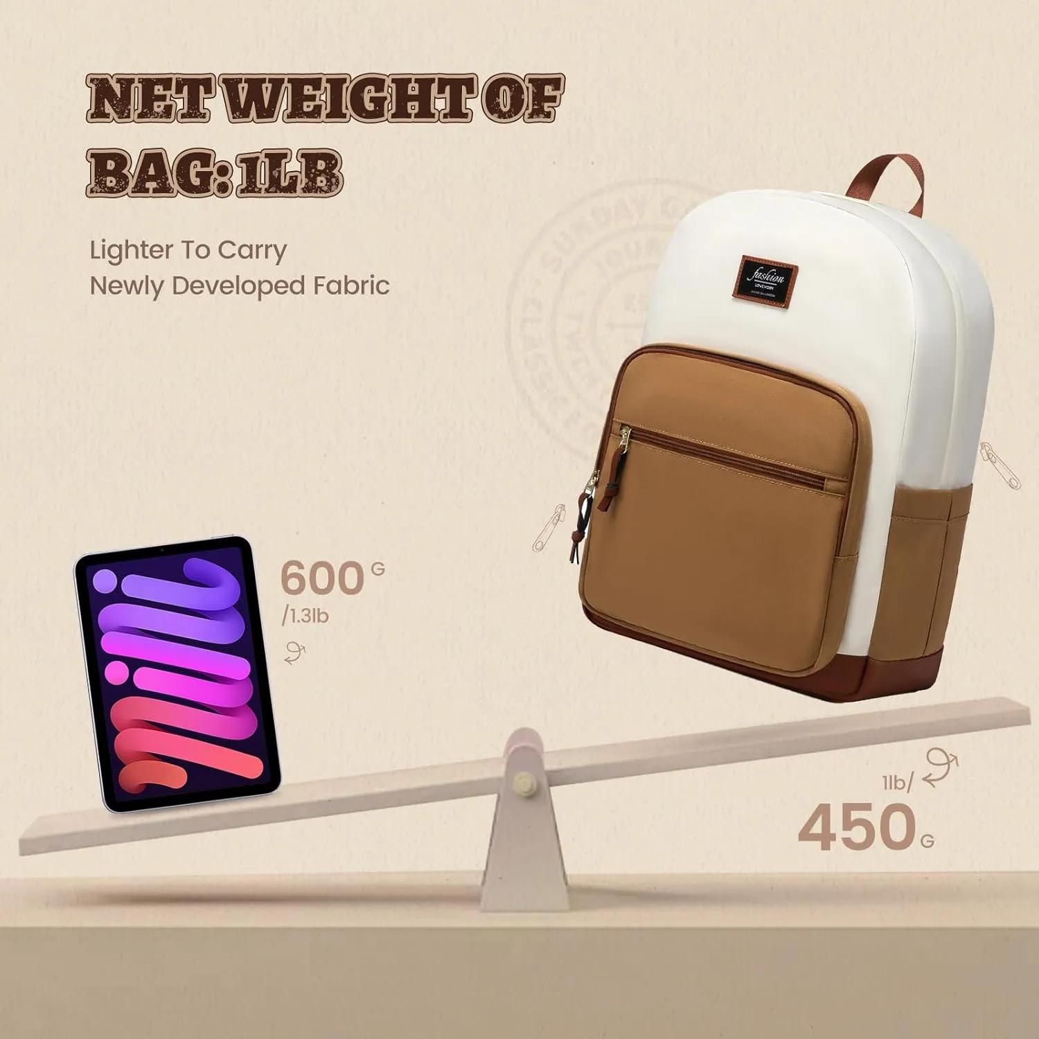 LOVEVOOK Classical School Backpack, Lightweight College Laptop Backpack, Water resistant Basic Bookbag Casual Daypack
