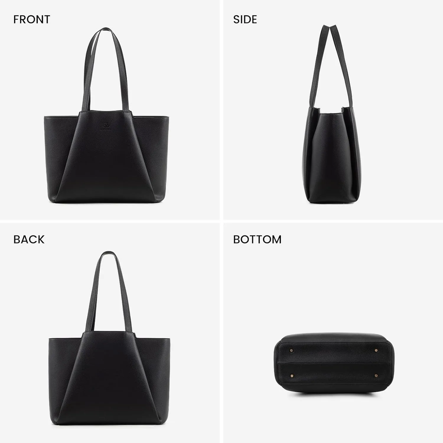 LOVEVOOK Women's 17 Inch Laptop Tote Bag, Black, PU Leather, Water Resistant, Reinforced Bottom