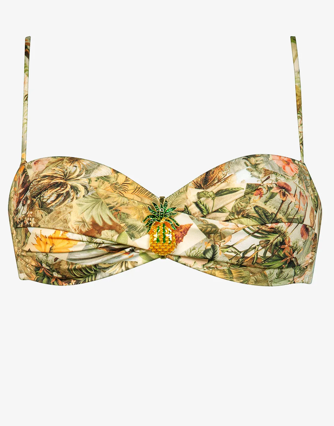 Lush Utopia Twist Bandeau Bikini Top - Botanical Camo