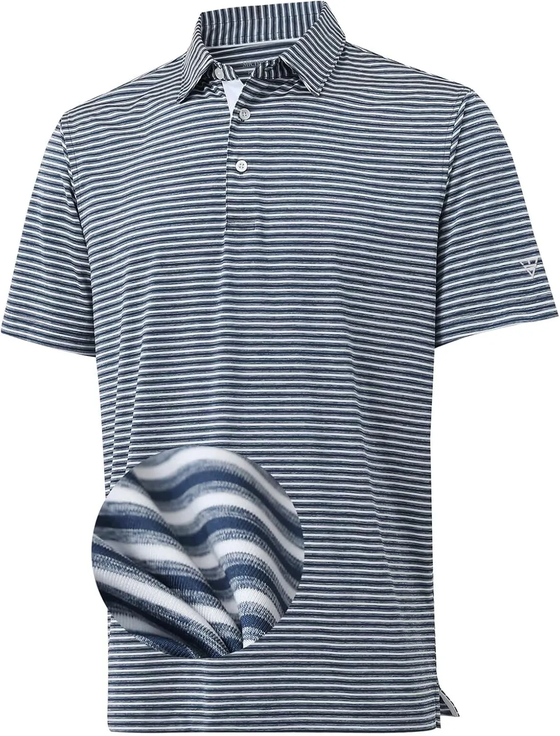 M MAELREG Golf Polo Shirts for Men Stripe Performance Moisture Wicking Dry Fit Collared Mens Polo Shirts Short Sleeve