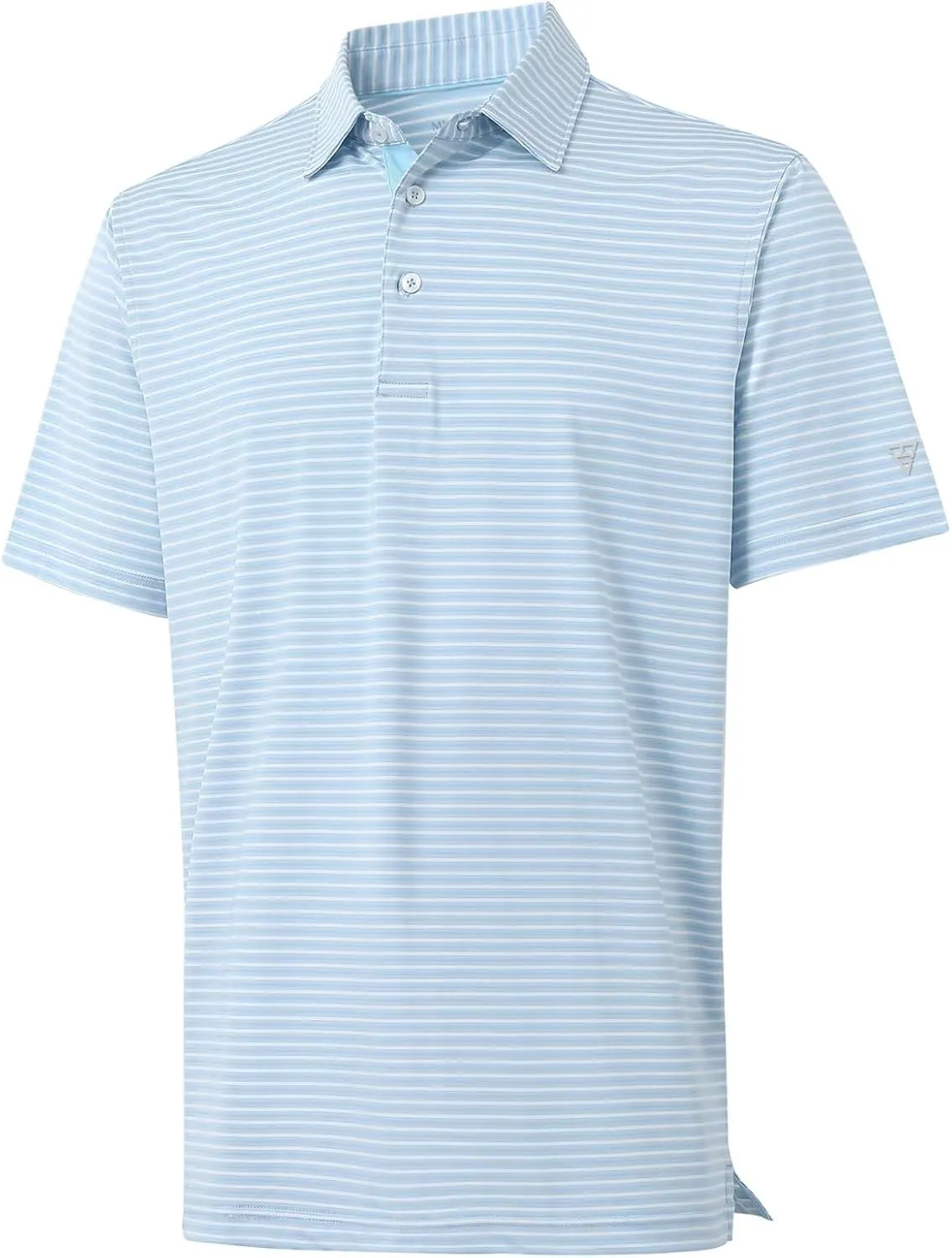 M MAELREG Golf Polo Shirts for Men Stripe Performance Moisture Wicking Dry Fit Collared Mens Polo Shirts Short Sleeve