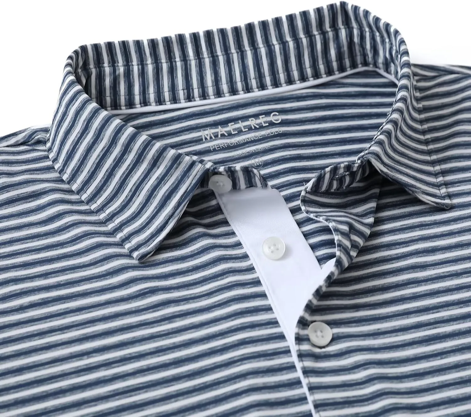 M MAELREG Golf Polo Shirts for Men Stripe Performance Moisture Wicking Dry Fit Collared Mens Polo Shirts Short Sleeve