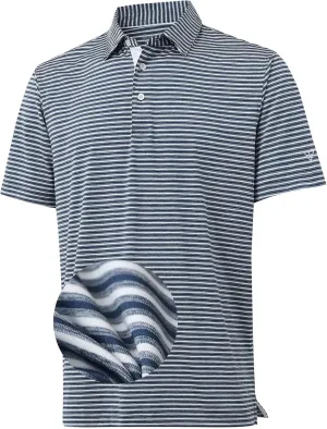 M MAELREG Golf Polo Shirts for Men Stripe Performance Moisture Wicking Dry Fit Collared Mens Polo Shirts Short Sleeve