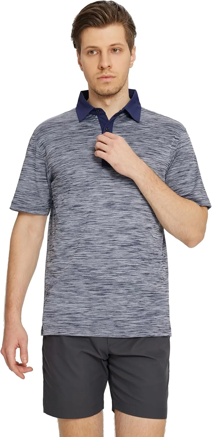 M MAELREG Golf Shirts for Men Dry Fit Short Sleeve Casual Performance Moisture Wicking Heather Pique Collared Polo Shirts