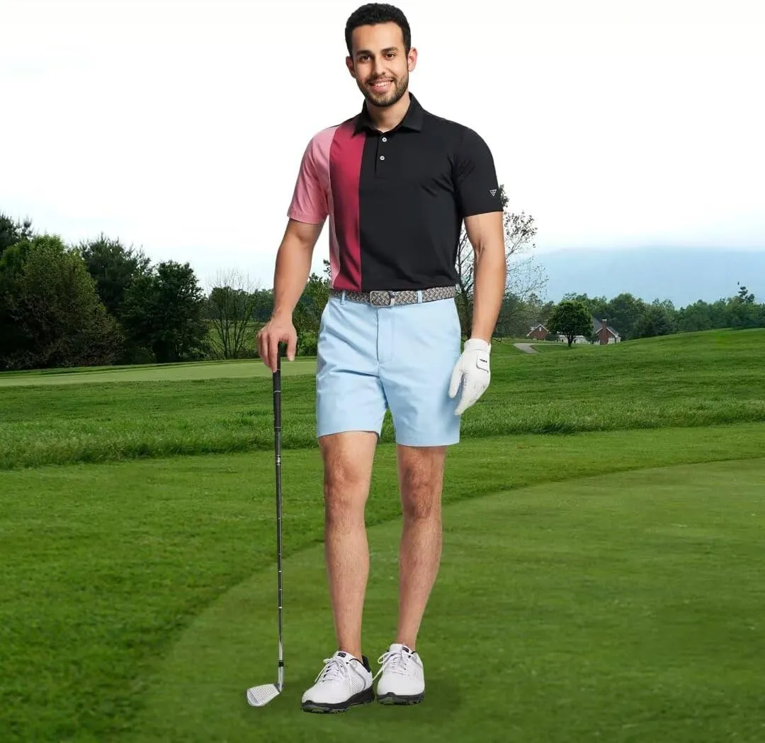 M MAELREG Mens Golf Polo Shirts Short Sleeve Dry Fit Casual Performance Moisture Wicking Color Block Polo Shirts for Men