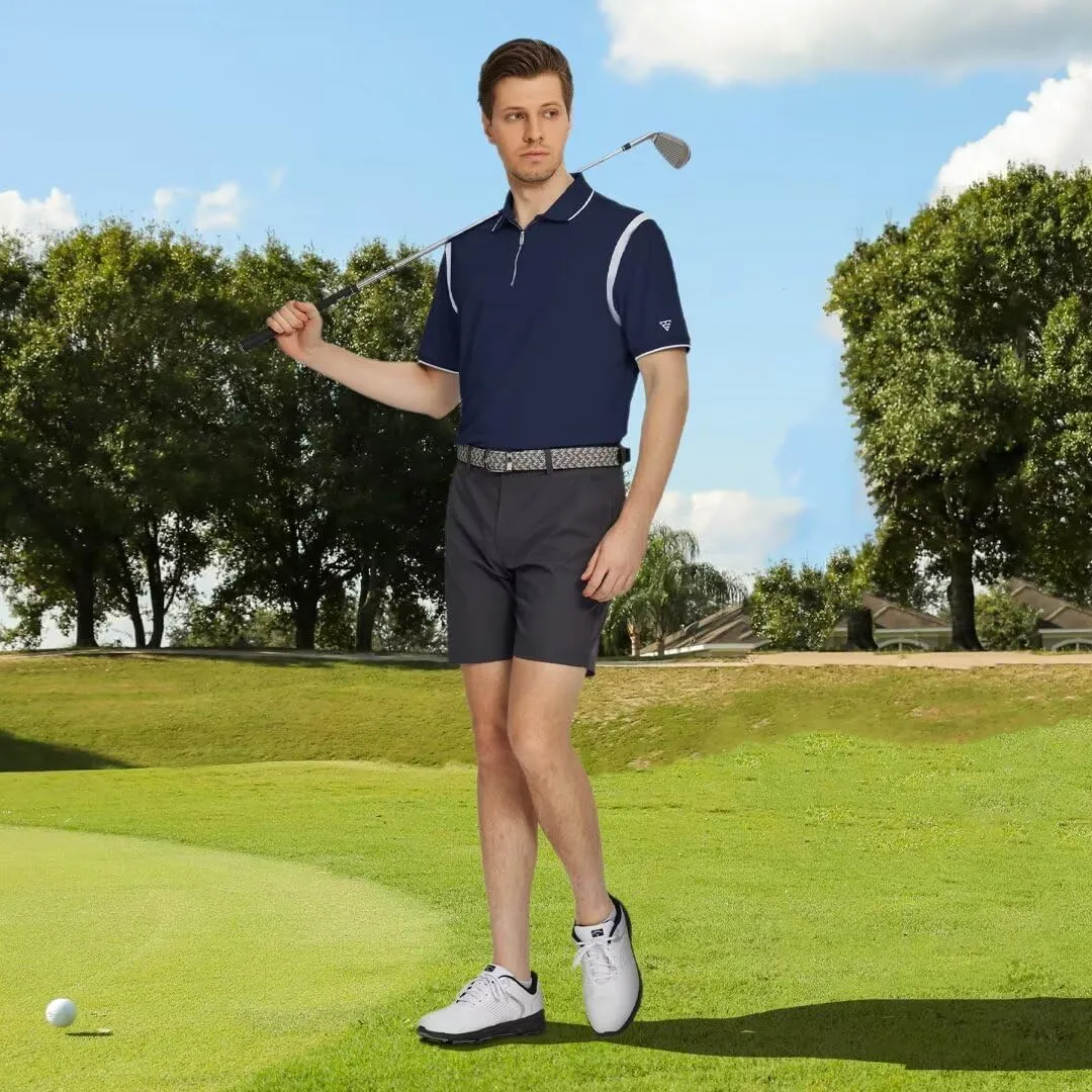 M MAELREG Polo Shirts for Men Short Sleeve Casual Dry Fit Lightweight Performance Moisture Wicking Zipper Mens Golf Shirts