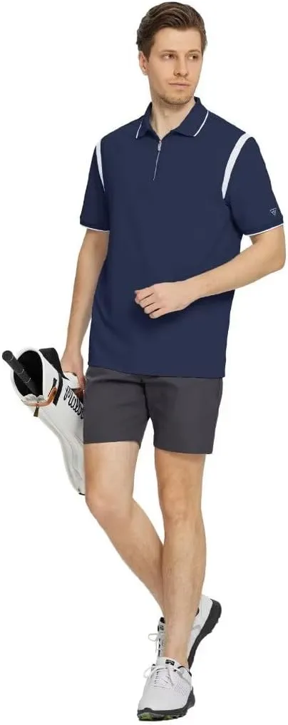 M MAELREG Polo Shirts for Men Short Sleeve Casual Dry Fit Lightweight Performance Moisture Wicking Zipper Mens Golf Shirts