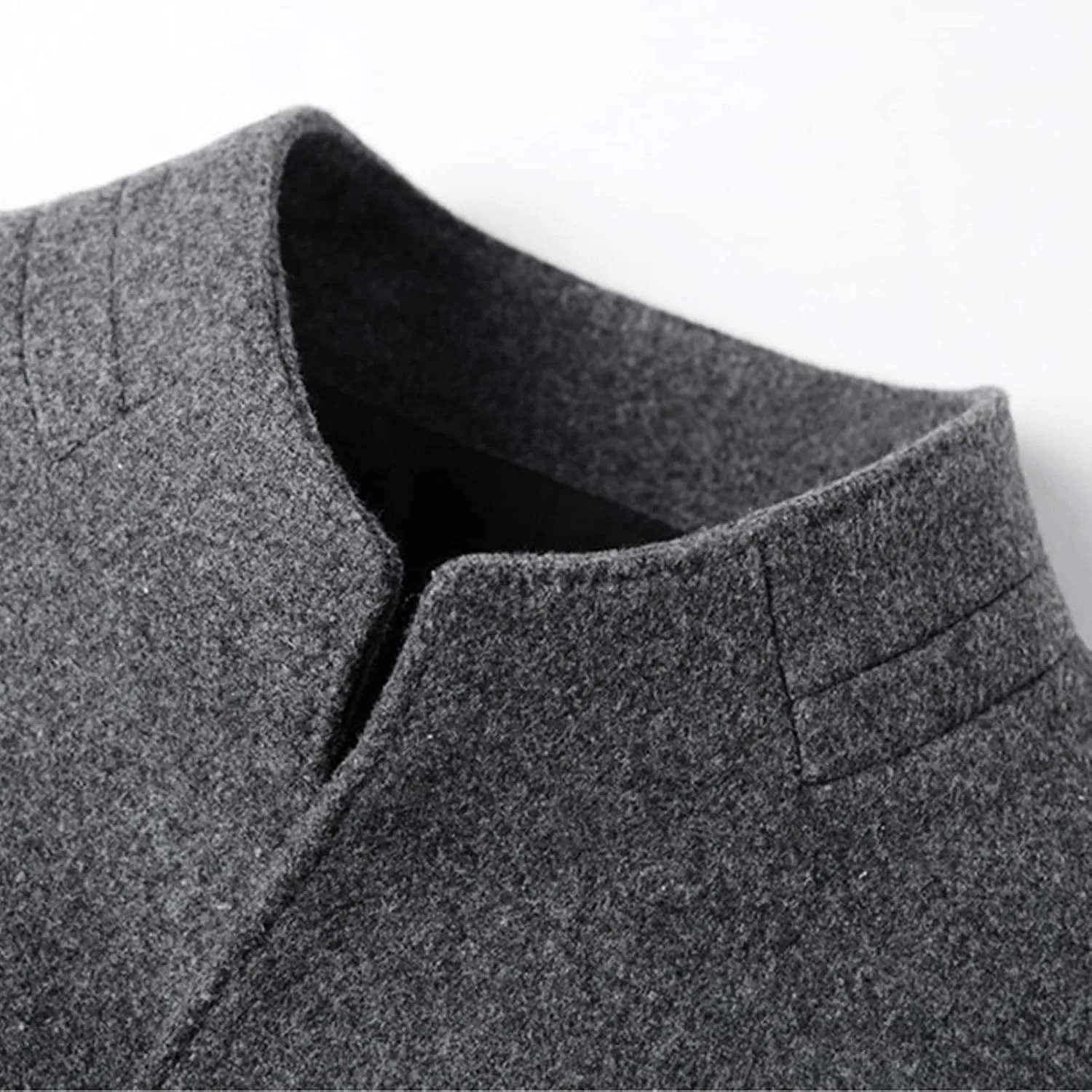 Maiyifu-GJ Men's Stylish Wool Blend Trench Coat Single Breasted Business Down Long Overcoat Mid-Length Slim Jacket Topcoat