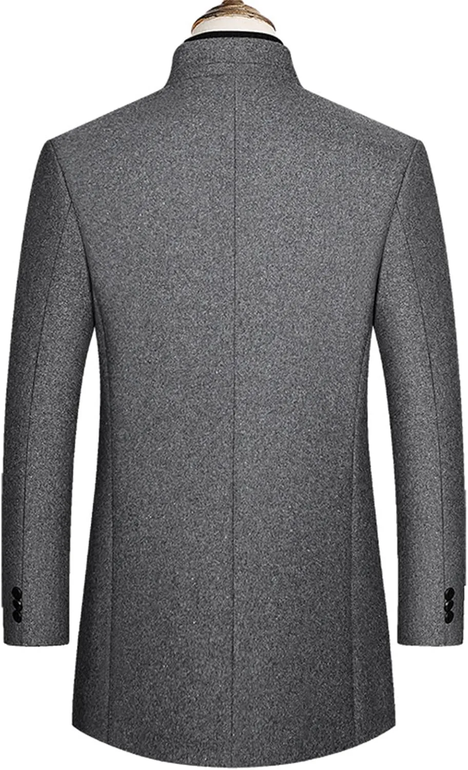 Maiyifu-GJ Men's Stylish Wool Blend Trench Coat Single Breasted Business Down Long Overcoat Mid-Length Slim Jacket Topcoat