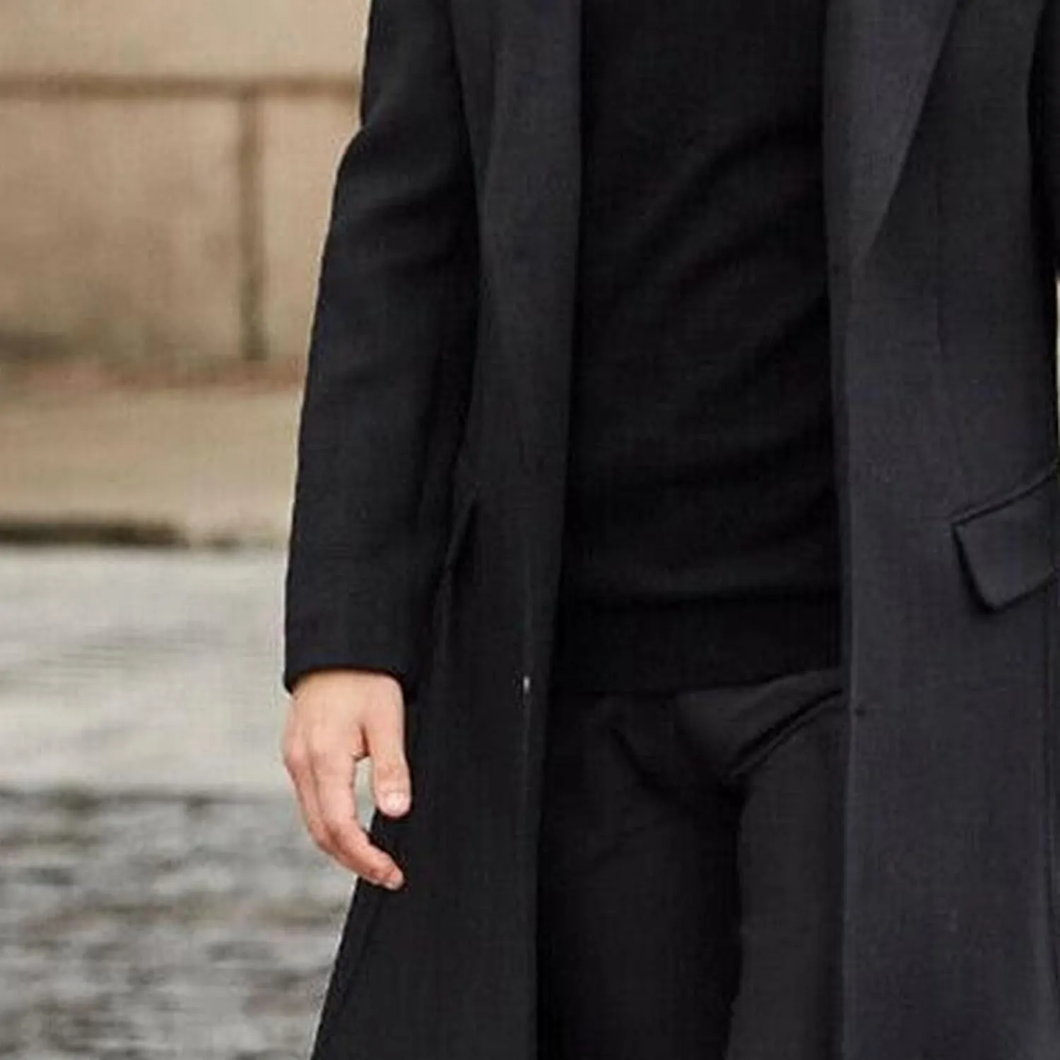 Maiyifu-GJ Men's Wool Blend Pea Coat Notched Collar Single Breasted Overcoat Warm Winter Trench Coat
