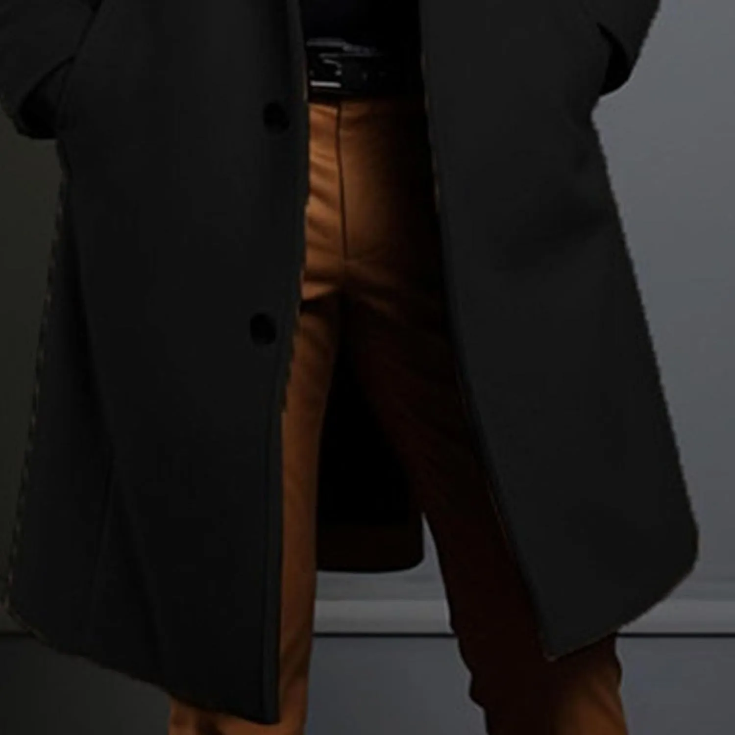 Maiyifu-GJ Men's Wool Blend Pea Coat Notched Collar Single Breasted Overcoat Warm Winter Trench Coat