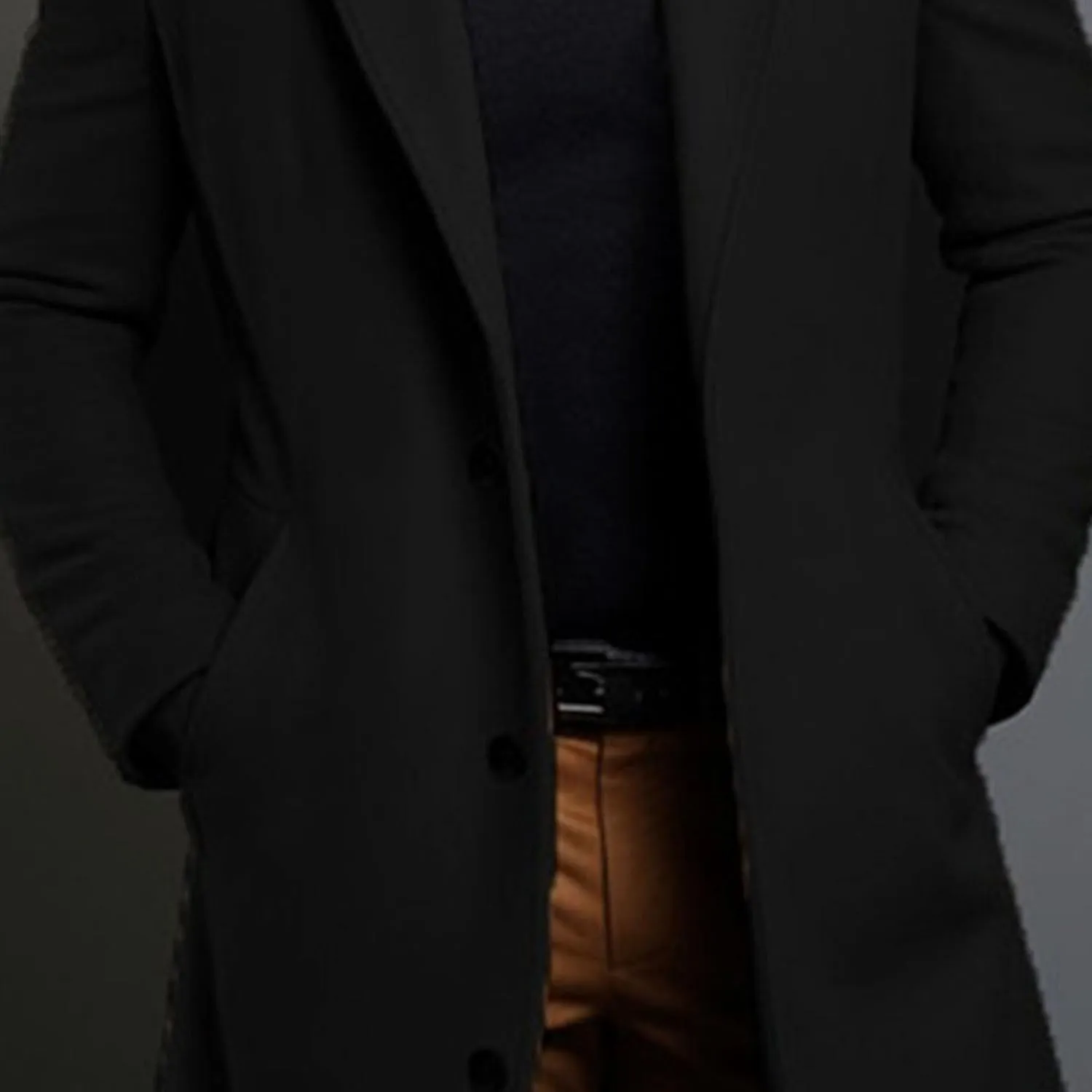 Maiyifu-GJ Men's Wool Blend Pea Coat Notched Collar Single Breasted Overcoat Warm Winter Trench Coat