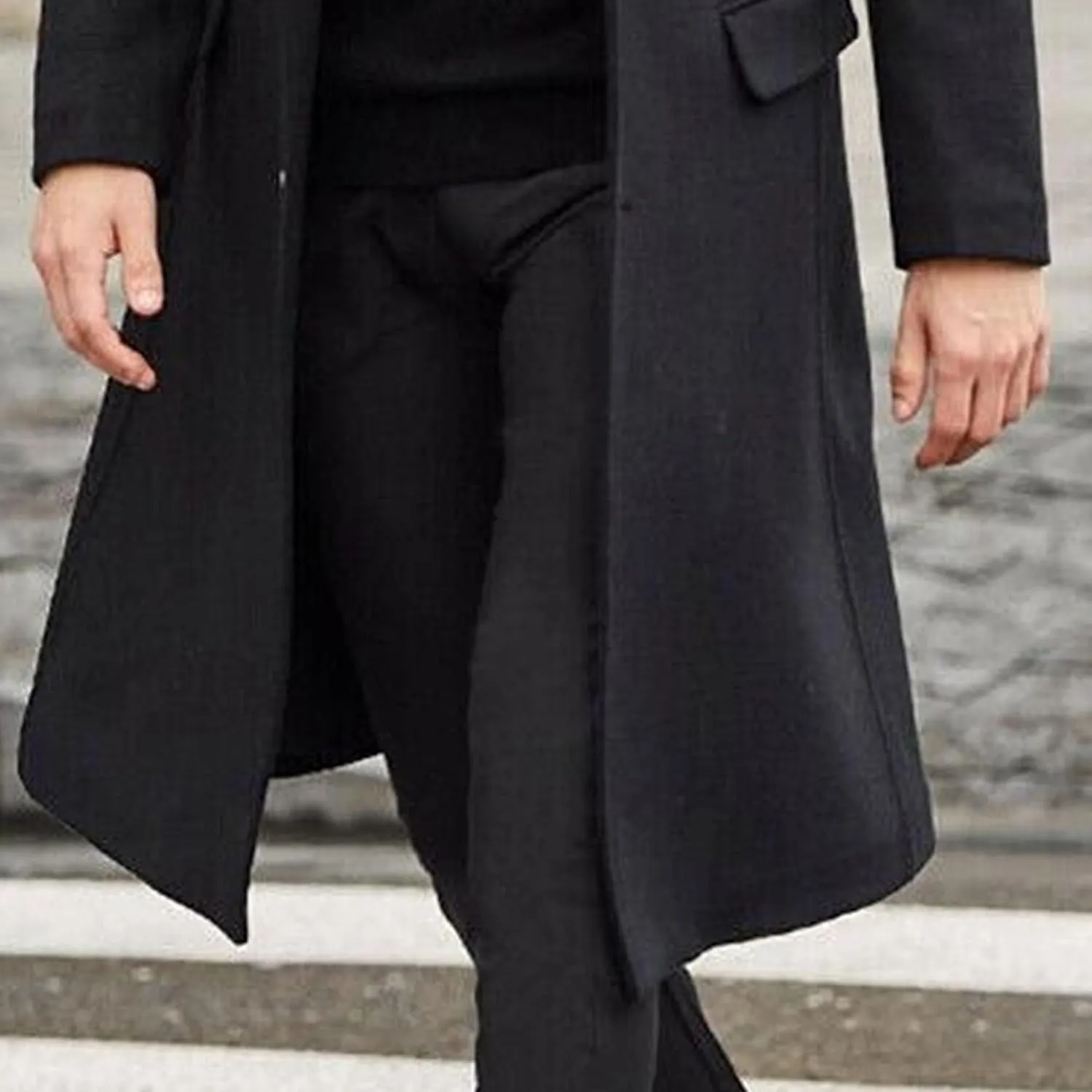 Maiyifu-GJ Men's Wool Blend Pea Coat Notched Collar Single Breasted Overcoat Warm Winter Trench Coat