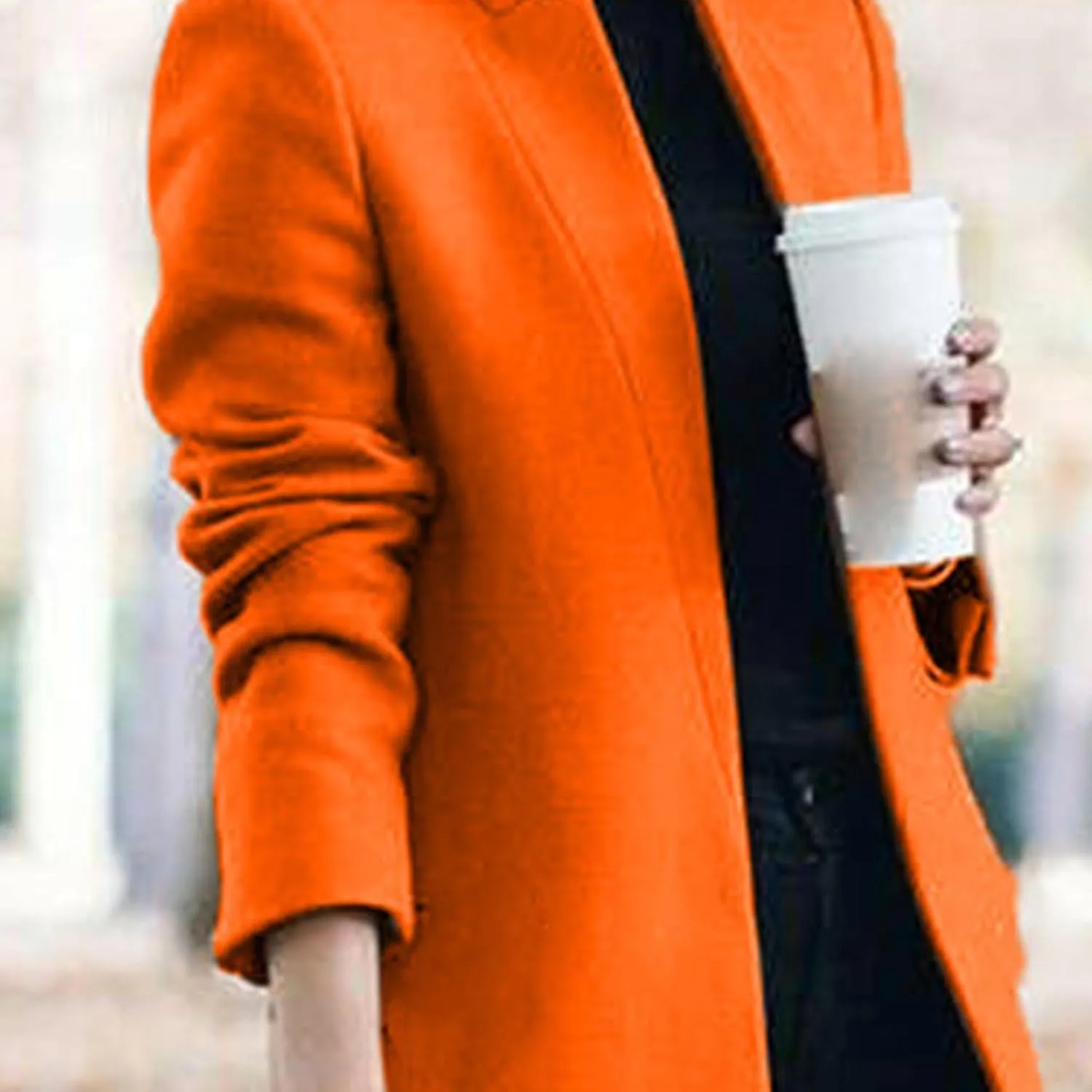 Maiyifu-GJ Womens Stand Collar Wool Blend Coats Casual Warm Open Front Cardigan Trench Overcoat Mid Long Slim Fit Jackets