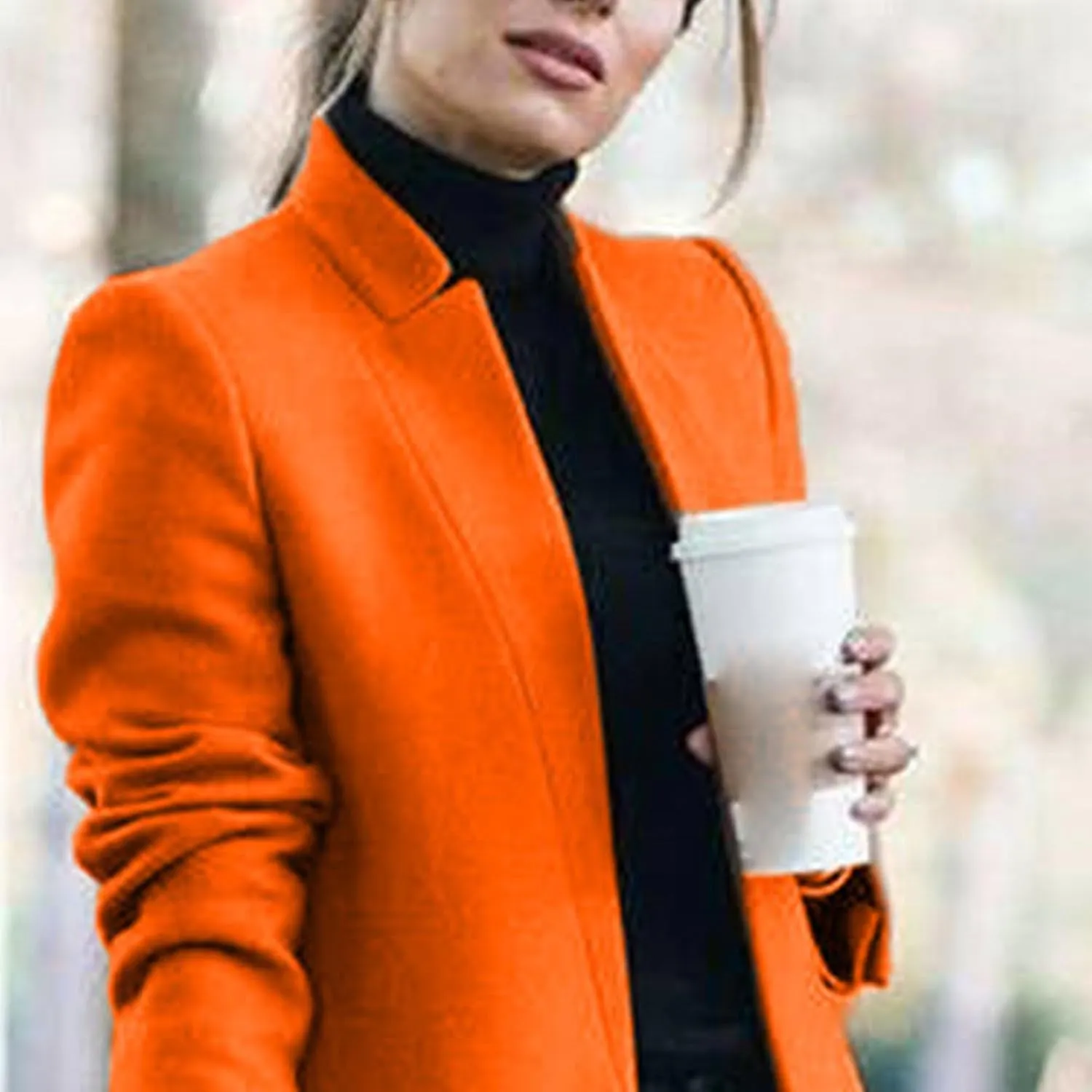 Maiyifu-GJ Womens Stand Collar Wool Blend Coats Casual Warm Open Front Cardigan Trench Overcoat Mid Long Slim Fit Jackets