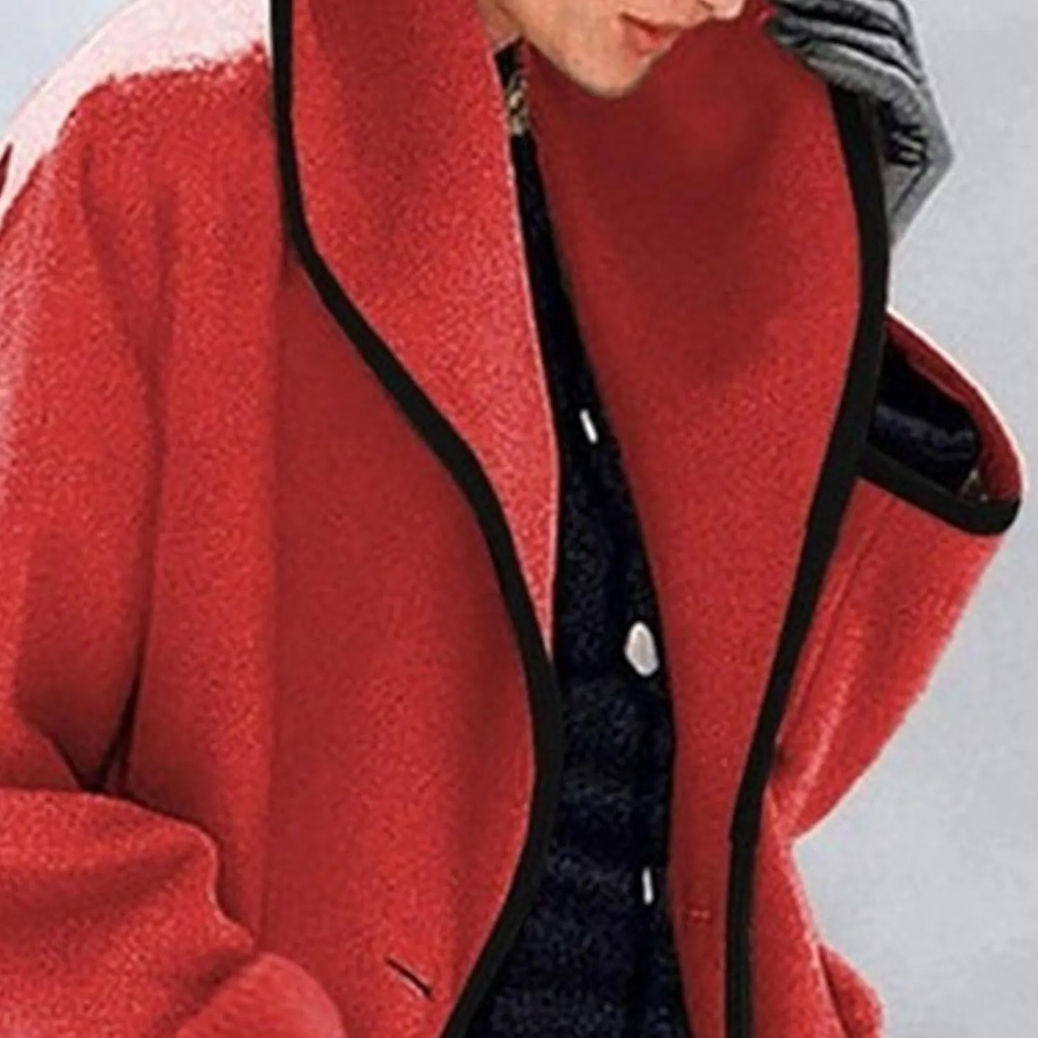 Maiyifu-GJ Wool Coat for Women Casual Notch Lapel Coat Plus Size Single Breasted Long Winter Wool Trench Pea Coat