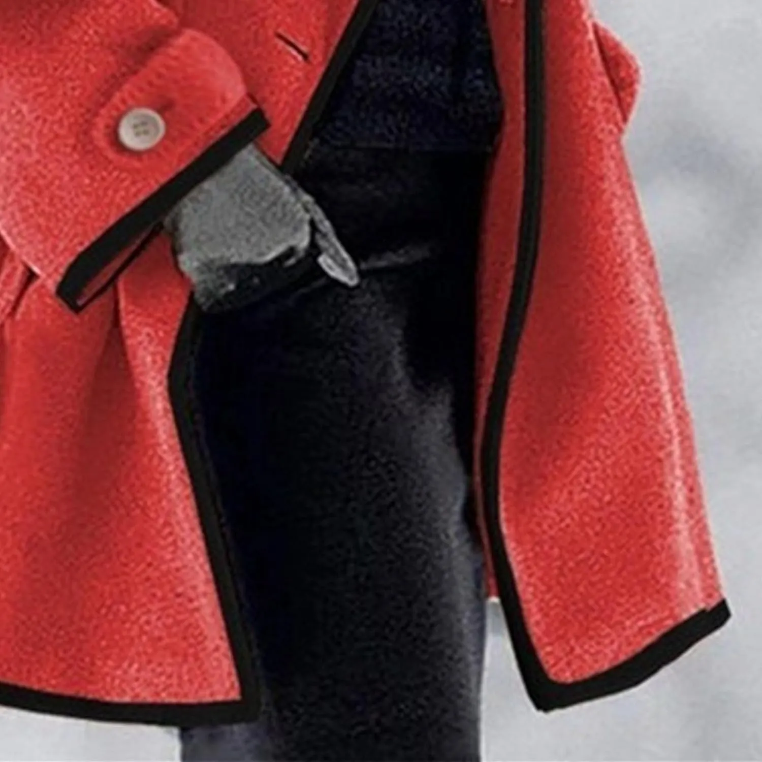 Maiyifu-GJ Wool Coat for Women Casual Notch Lapel Coat Plus Size Single Breasted Long Winter Wool Trench Pea Coat