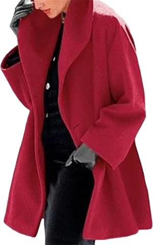 Maiyifu-GJ Wool Coat for Women Shawl Collar Trench Coats Wool Blend Lapel Single Breasted Long Coat Casual Cardigan Jacket