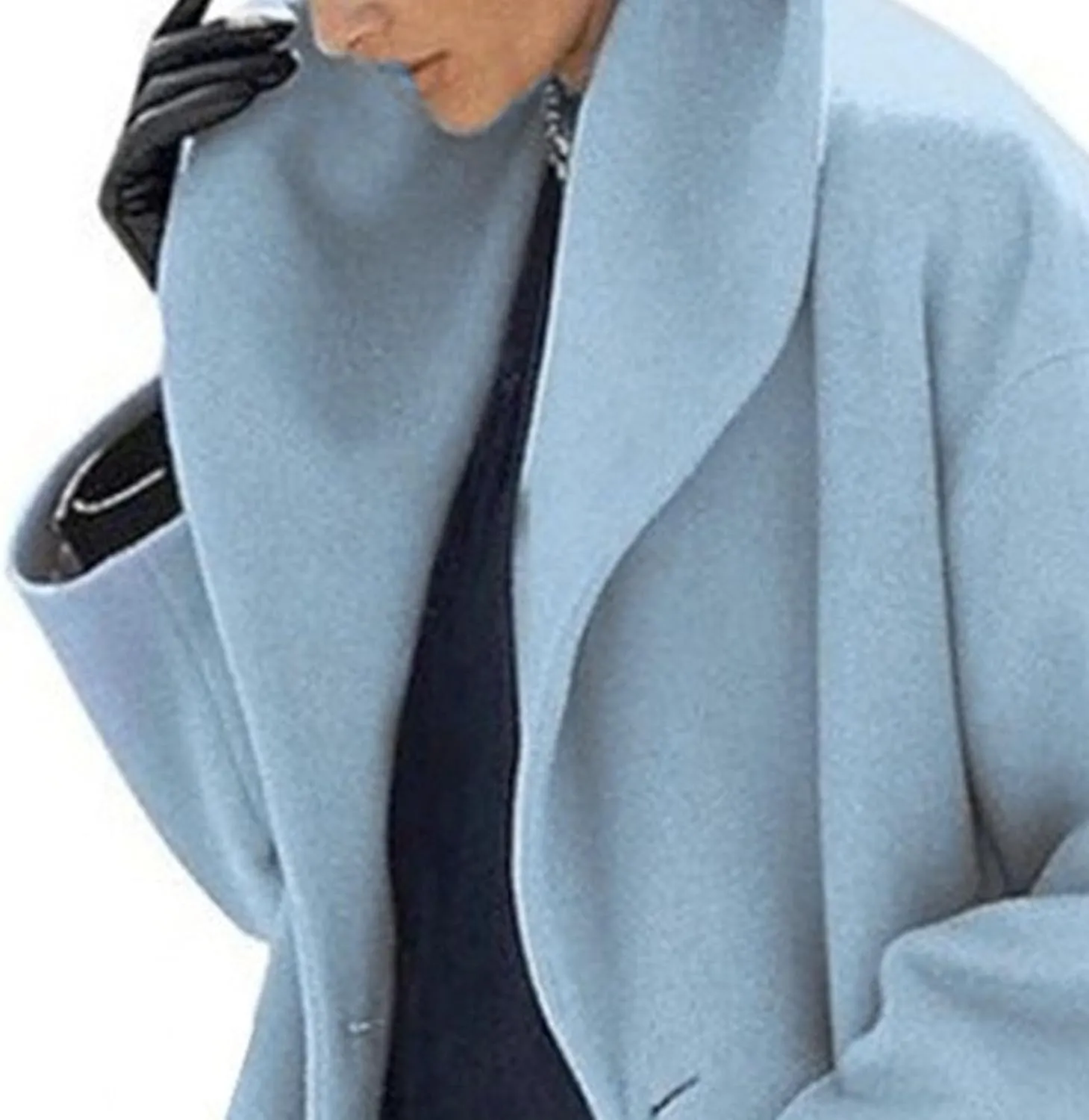 Maiyifu-GJ Wool Coat for Women Shawl Collar Trench Coats Wool Blend Lapel Single Breasted Long Coat Casual Cardigan Jacket