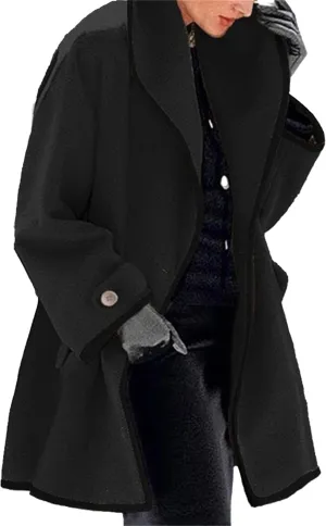 Maiyifu-GJ Wool Coat for Women Shawl Collar Trench Coats Wool Blend Lapel Single Breasted Long Coat Casual Cardigan Jacket