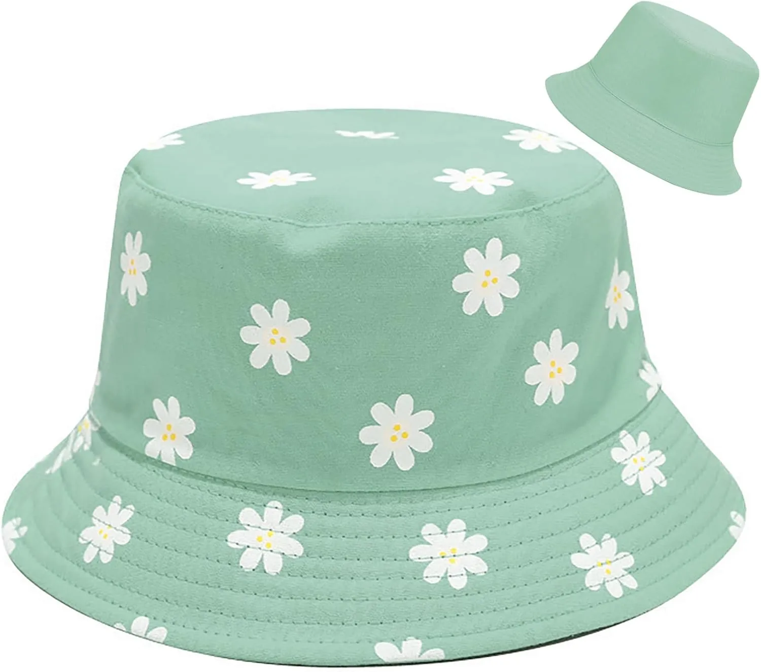 Malaxlx Unisex Bucket Hat Beach Sun Hat Aesthetic Fishing Hat for Men Women Teens, Reversible Double-Side-Wear