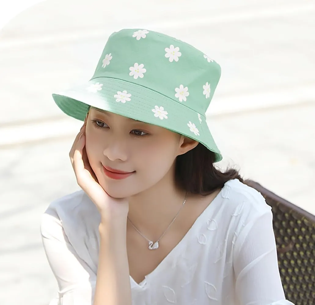 Malaxlx Unisex Bucket Hat Beach Sun Hat Aesthetic Fishing Hat for Men Women Teens, Reversible Double-Side-Wear