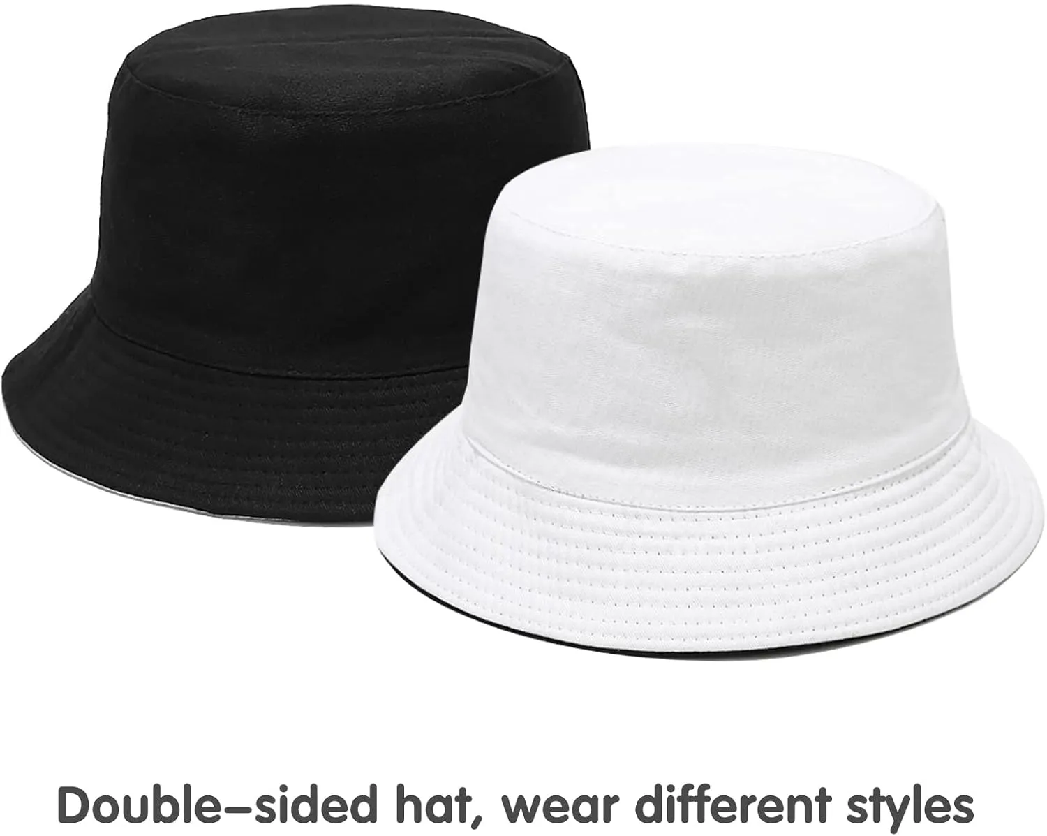 Malaxlx Unisex Bucket Hat Beach Sun Hat Aesthetic Fishing Hat for Men Women Teens, Reversible Double-Side-Wear