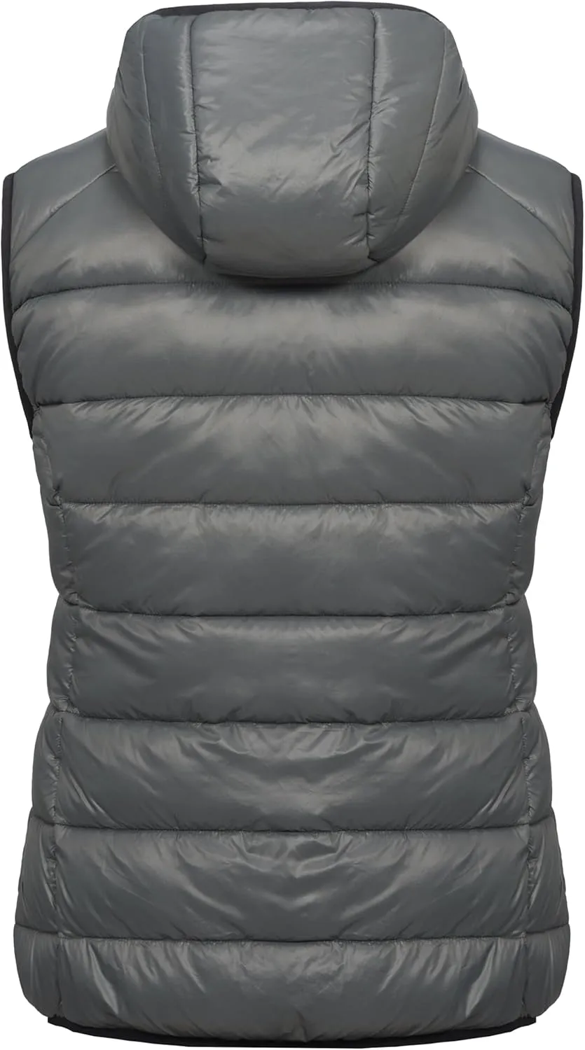 Mapamyumco Womens Lightweight Puffer Vest with Hood, Water-Resistant Sleeveless Jacket for Hiking Ski