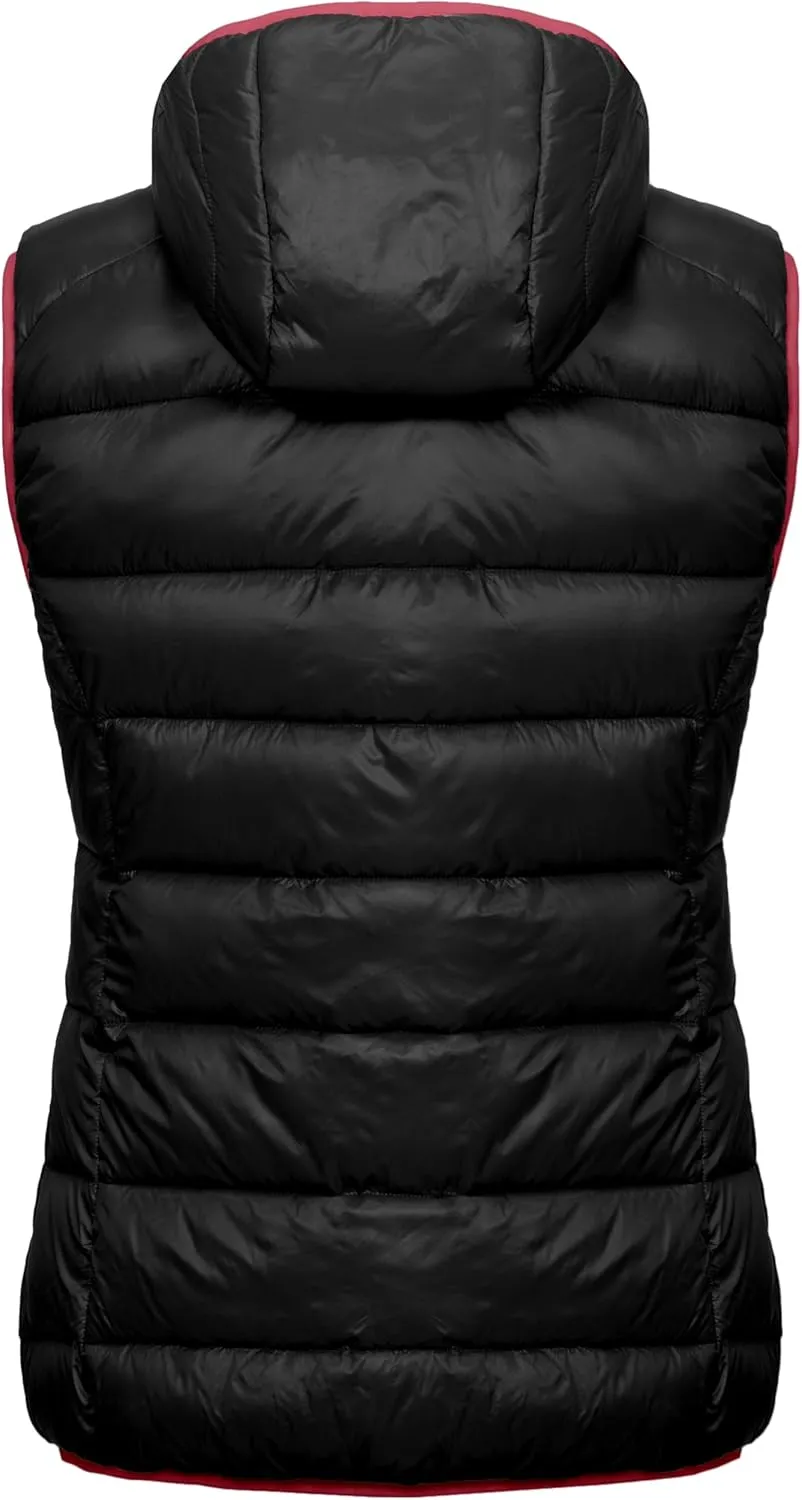 Mapamyumco Womens Lightweight Puffer Vest with Hood, Water-Resistant Sleeveless Jacket for Hiking Ski